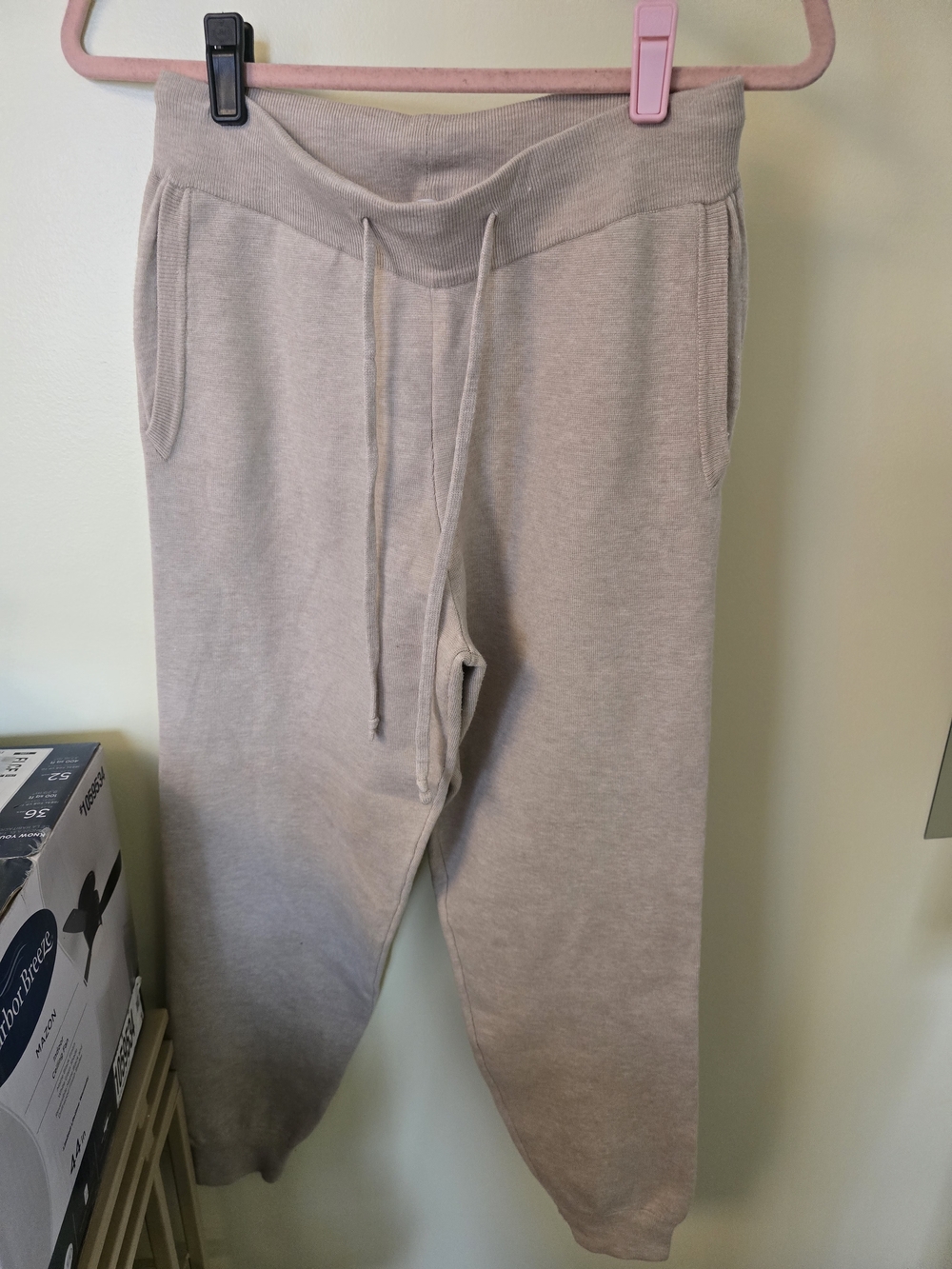 Women's Light Taupe Drawstring Jogger Pants